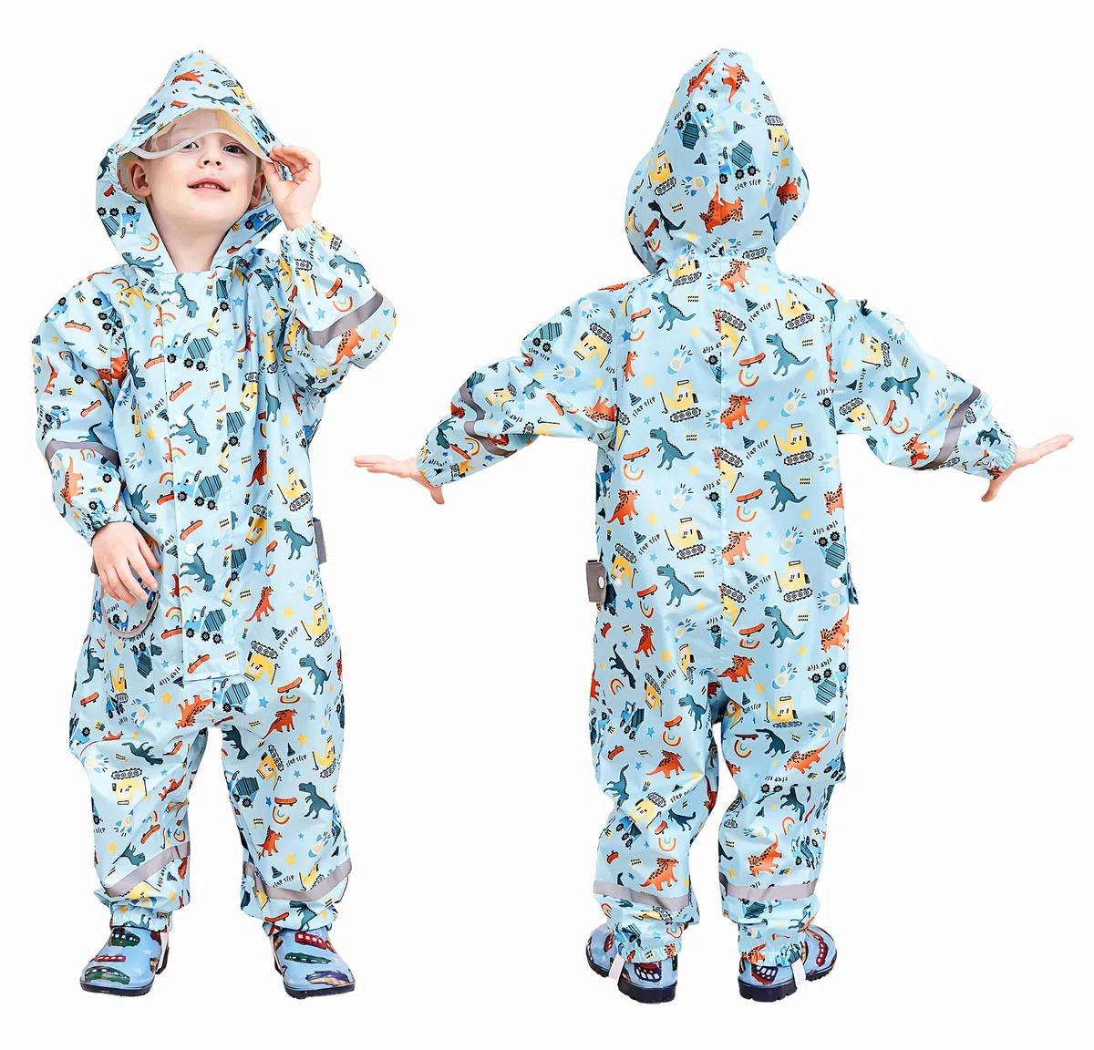 Impermeabile Pioggia Bambino Antipioggia con Cappuccio Ragazzi Tuta Portatile Jogging Tutto in Uno Poncho Giacche Impermeabili Bimbi Unisex 1-9 Anni