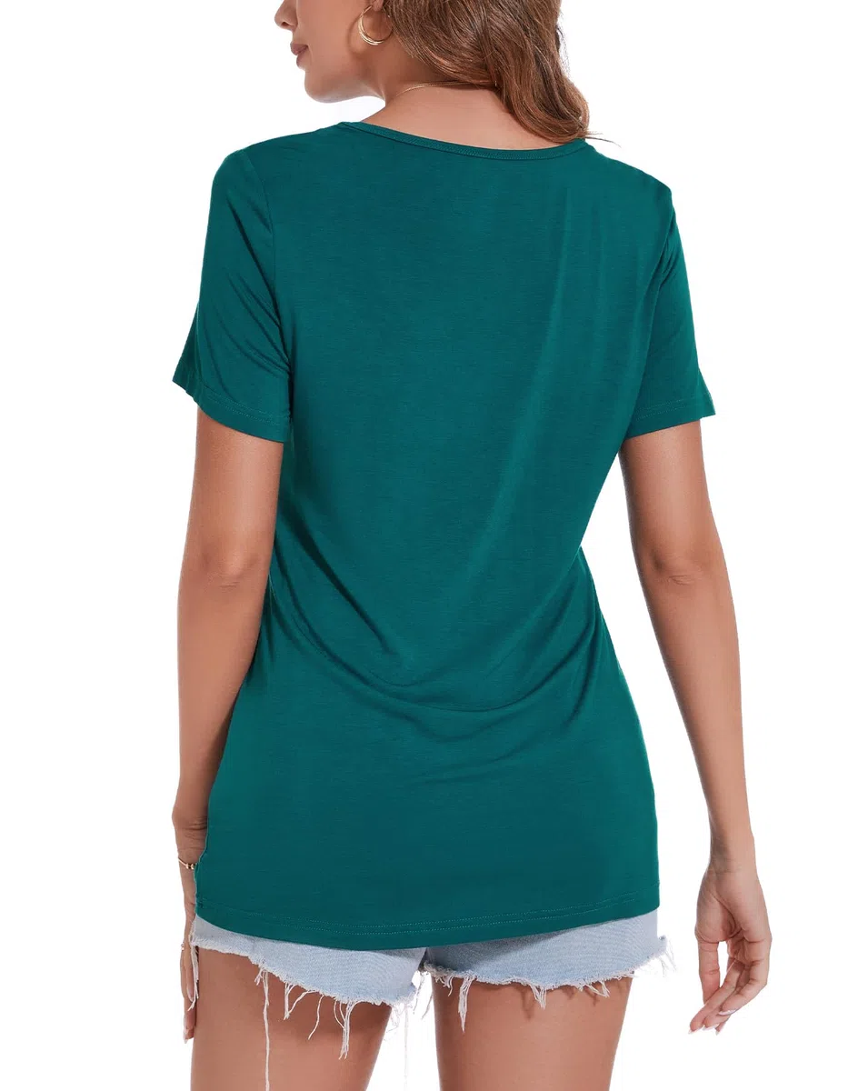 Sosolism T-Shirt Essenziale da Allattamento Estate Maniche Corte Maglietta Morbida per Poppata per Donne