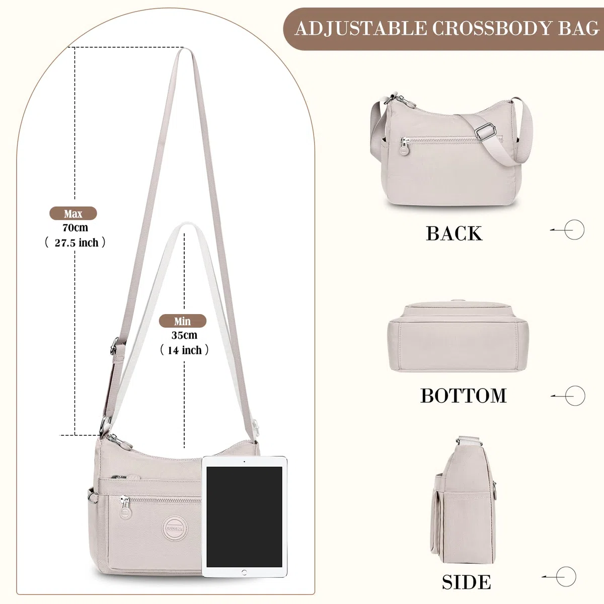 Borsa Tracolla Donna Impermeabile Nylon Borse Spalla con Tracolla Regolabile Multitasche Borsetta Tracolla Casual Moda Borsa Messenger Cerniera Crossbody Bag per Viaggio Shopper Sportiva Scuola