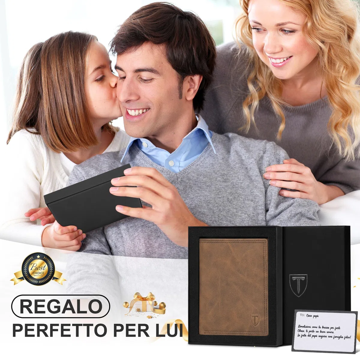TEEHON Portafogli Uomo, RFID Pelle Portafoglio Uomo Slim con 12 Porta Carte di Credito Uomo, 1 ID Window & Foto Window, 1 Tasca Portamonete, 2 Scomparti per Banconote, Confezione Regalo - Marrone