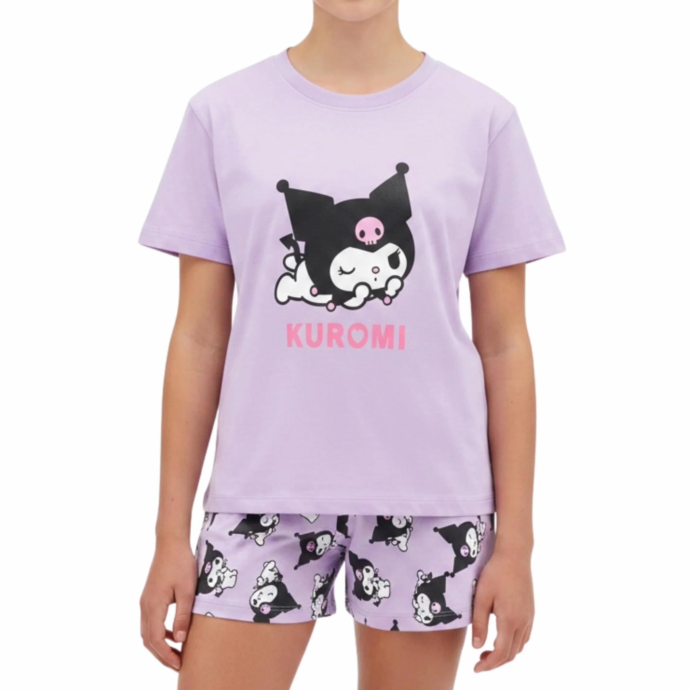 Hello Kitty Kuromi Pigiama da Ragazze, Completo 2 Pezzi Maglietta Maniche Corte e Pantaloncini, Taglie 8 a 14 Anni