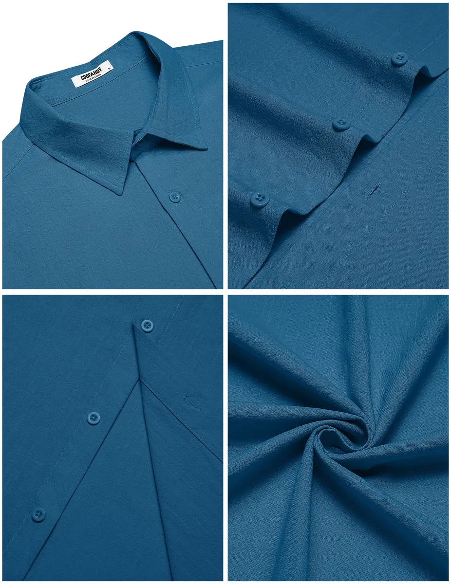 COOFANDY Camicia da Uomo a Maniche Corte Leggera Camicia Estiva Camicie da Spiaggia Casual Vacanze con Taschino S-4XL