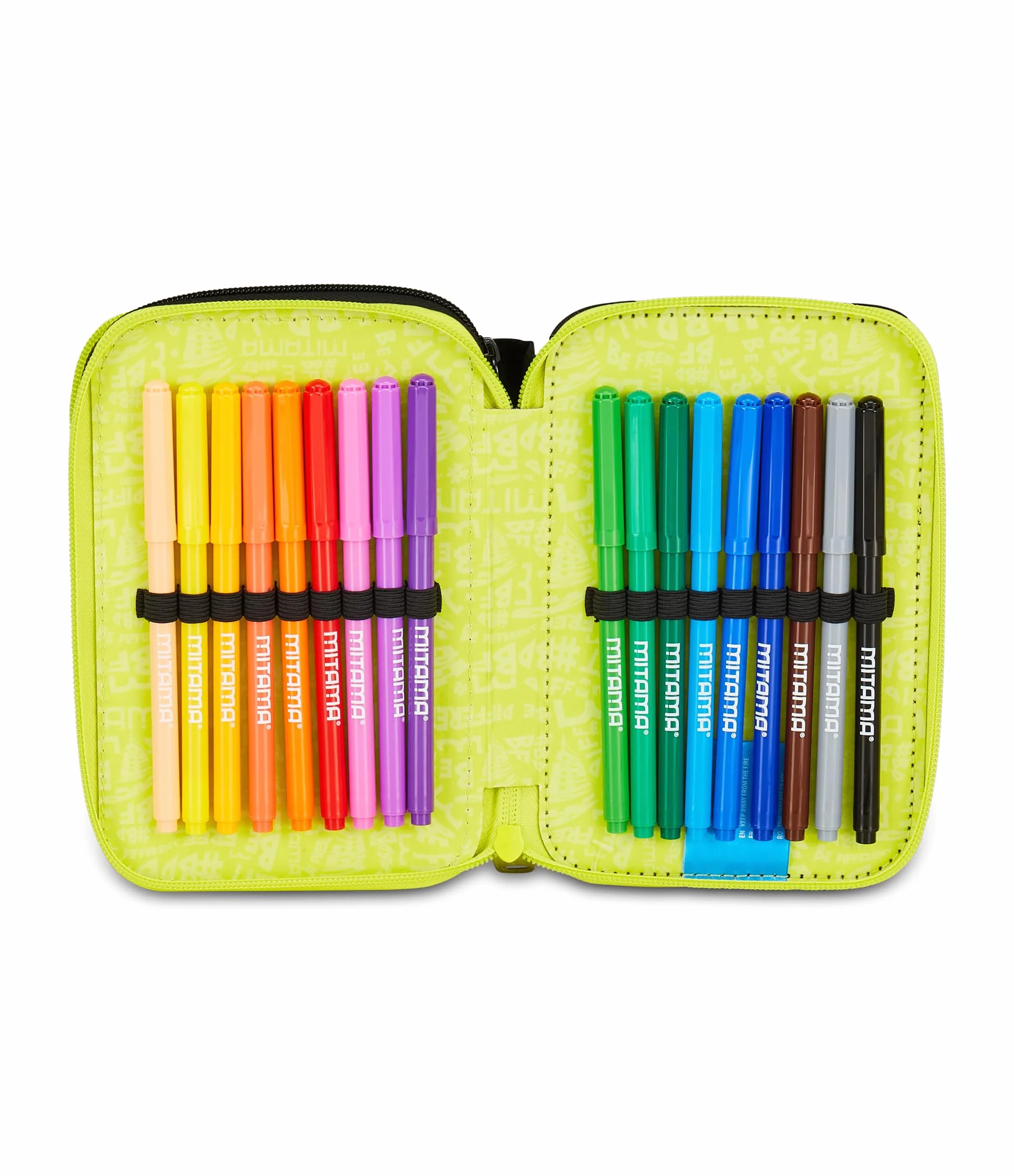 Mitama Astuccio Scuola 3 Scomparti, TRIPLO MANGABALL, Contenuto 47 pz, Completo di Matite, Pennarelli, Portapenne Scuola Elementare Bambino