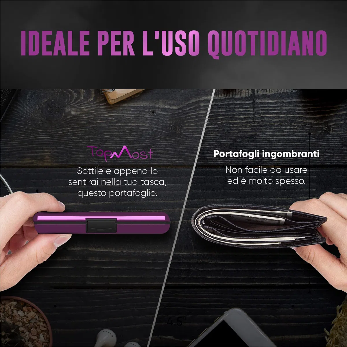TopMost porta carte di credito in alluminio con protezione RFID per uomini e donne - Portafoglio per 12 carte e banconote, protezione contro il furto di dati, portafoglio slim, porta carte