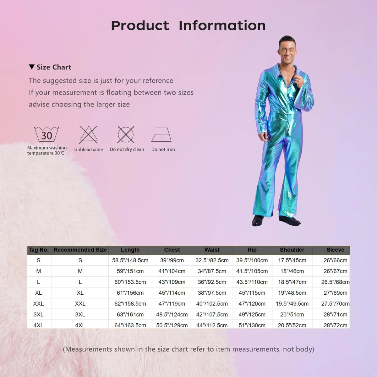 70s Disco Outfit Uomo Glitter Metallic Jumpsuit Lunga Tuta Stretch Flare Pantaloni Gamba Larga Olografica Festival Outfit