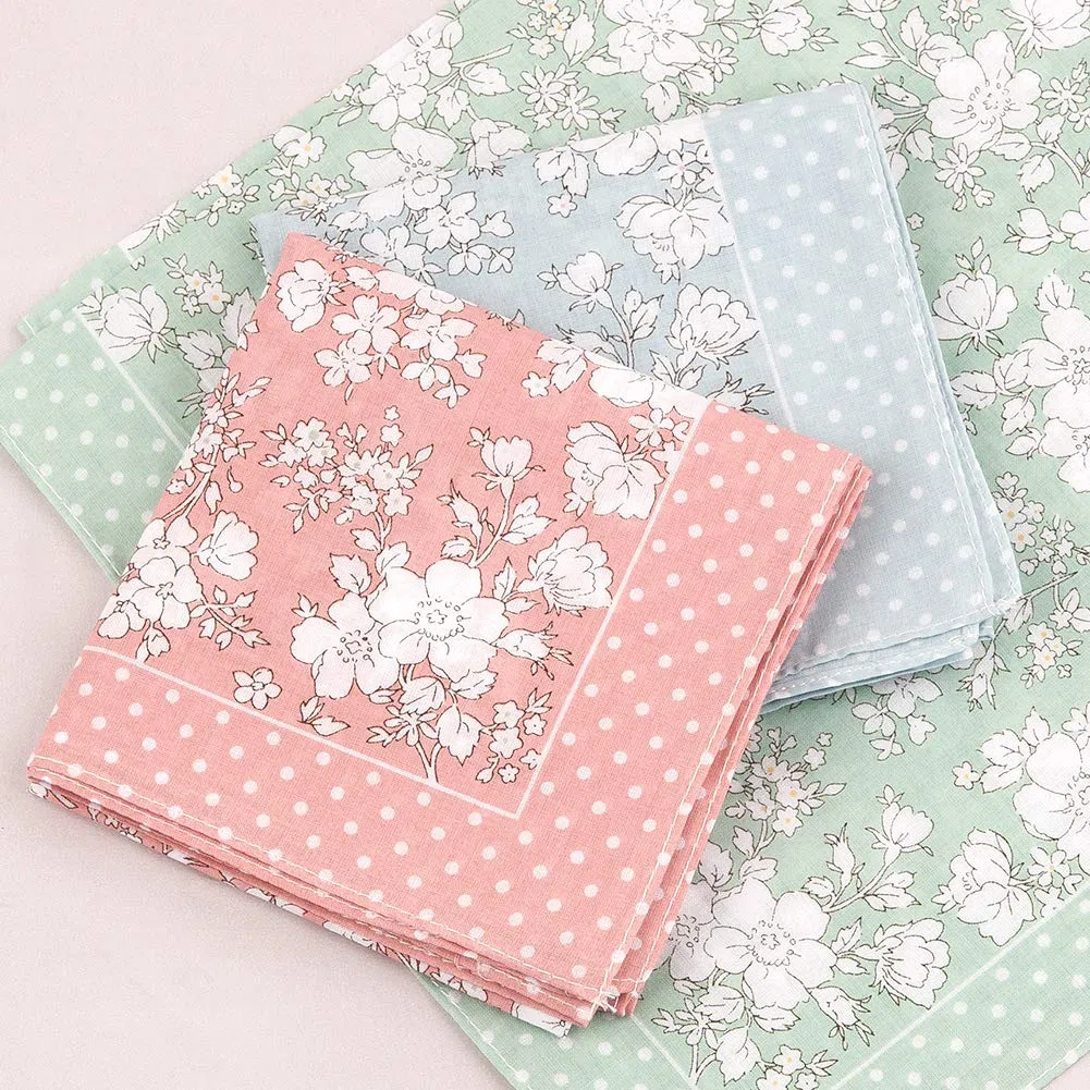 HOULIFE Fazzoletti da donna in puro cotone, 45 x 45 cm, 3 colori per uso quotidiano