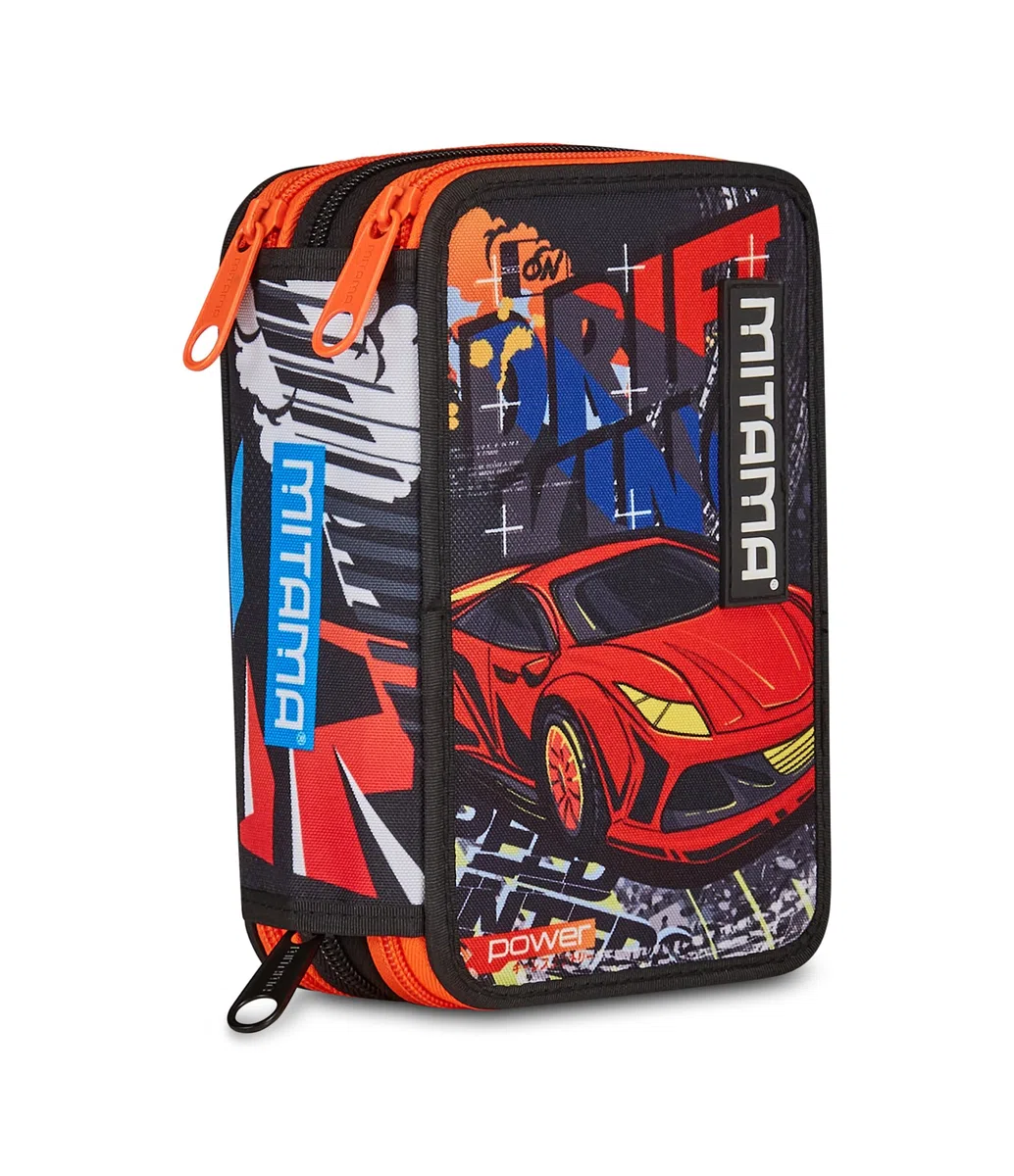 Mitama Astuccio Scuola 3 Scomparti, TRIPLO MITADRIFT, Contenuto 47 pz, Completo di Matite, Pennarelli, Portapenne Scuola Elementare Bambino