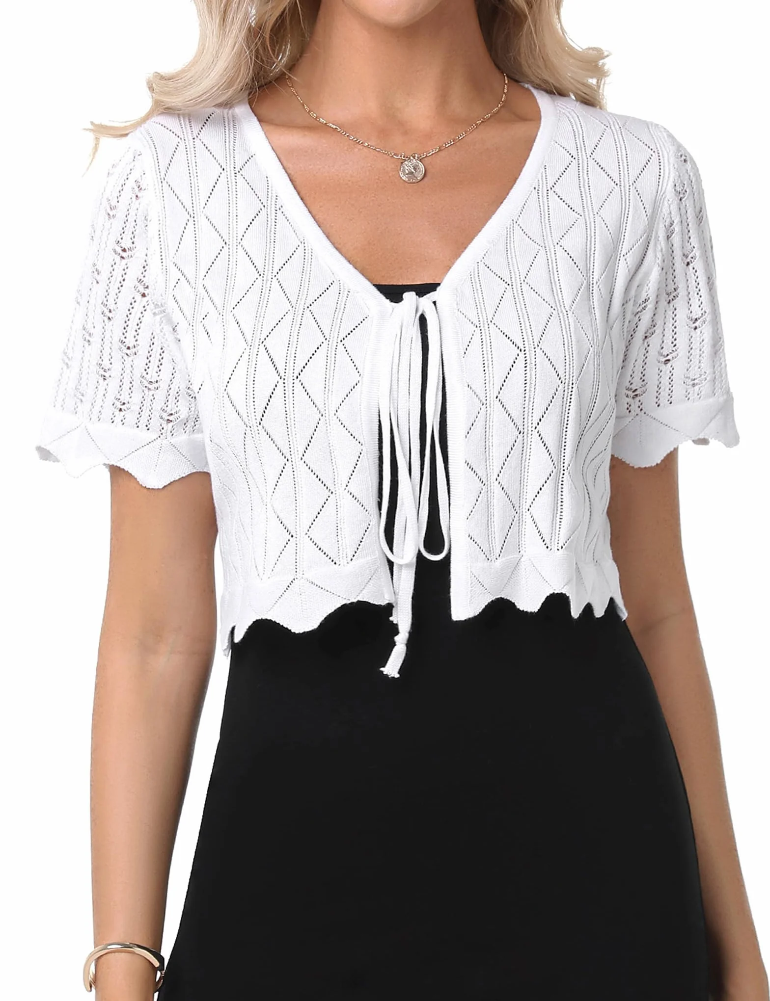 Gyabnw Coprispalle Donna Elegante Bolero Maniche Corte Eleganti Cardigan Estivo Cerimonia Giacca Maglia Casual Top Giacchino