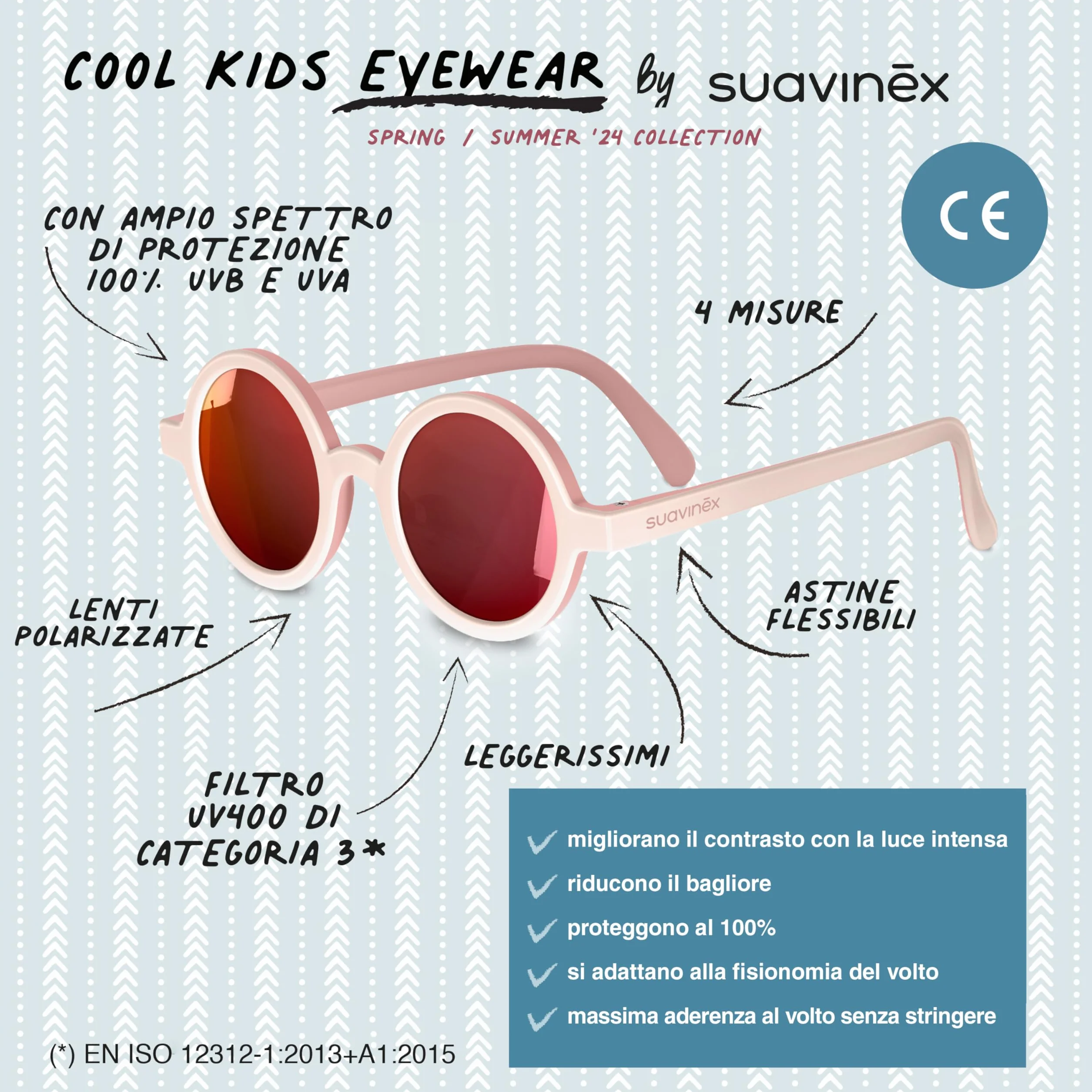 Suavinex, Occhiali da Sole per Bambini da 12 a 24 Mesi, Polarizzati, con Filtro UV 400, Protezione 100% Raggi UVA e UVB, Custodia Inclusa, Flessibili e Leggeri