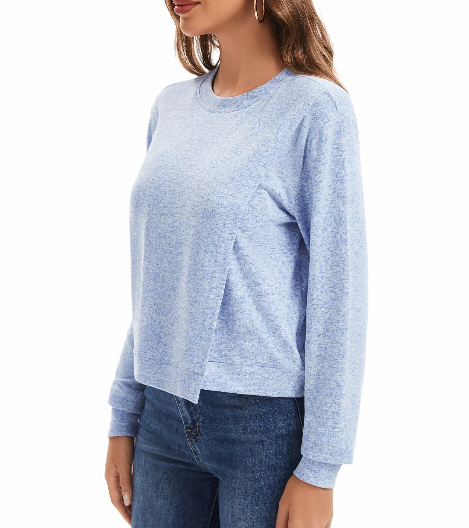 Sosolism Magliette da Allattamento Donna a Maniche Lunghe Top Premaman