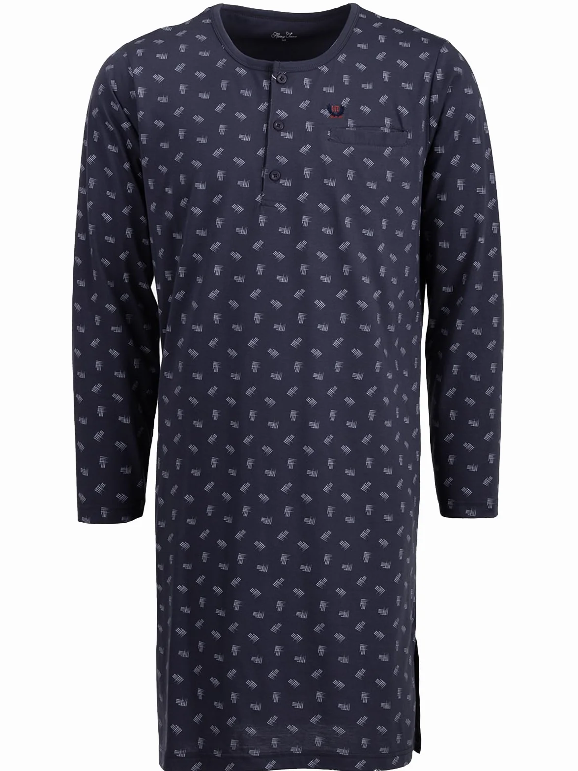 Camicia da notte da uomo a maniche lunghe con tasca sul petto con abbottonatura taglia M-3XL