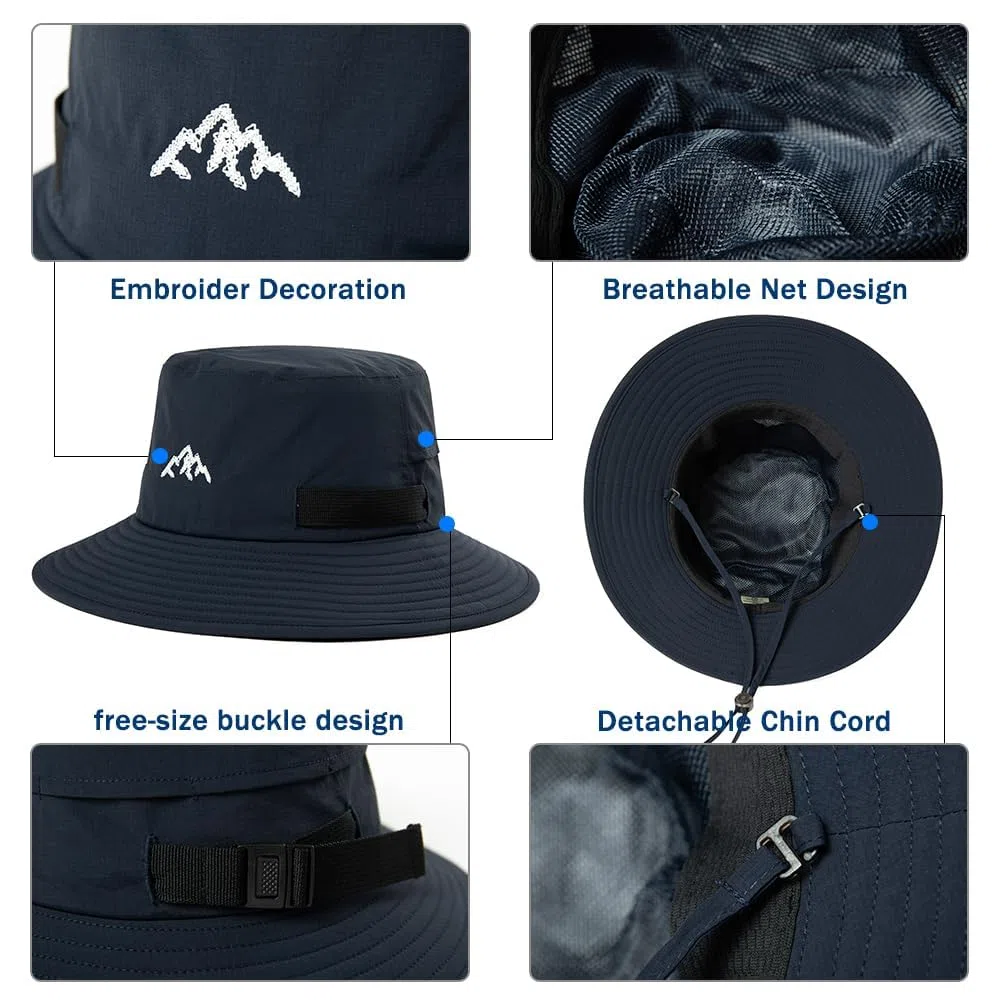 Comhats Cappelli impermeabili da pioggia per uomini e donne, per tutte le stagioni, per passeggiate, golf, safari, pesca, escursionismo, regolabile, ripiegabile, antivento, 54-63 cm