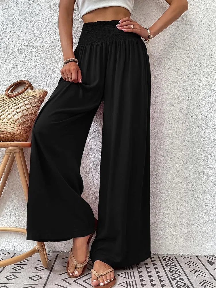 Cicy Bell Pantaloni Del Donna Dritto Locker Elastico Largo Pantaloni Da Gamba Vita Palazzo Pantaloni Con Tasche