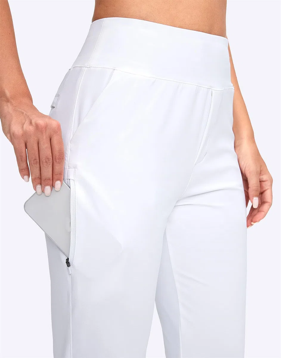 Pantaloni da golf leggeri da donna con tasche 7/8, pantaloni da jogging elasticizzati con caviglia per golf, sport, lounge, viaggi, lavoro