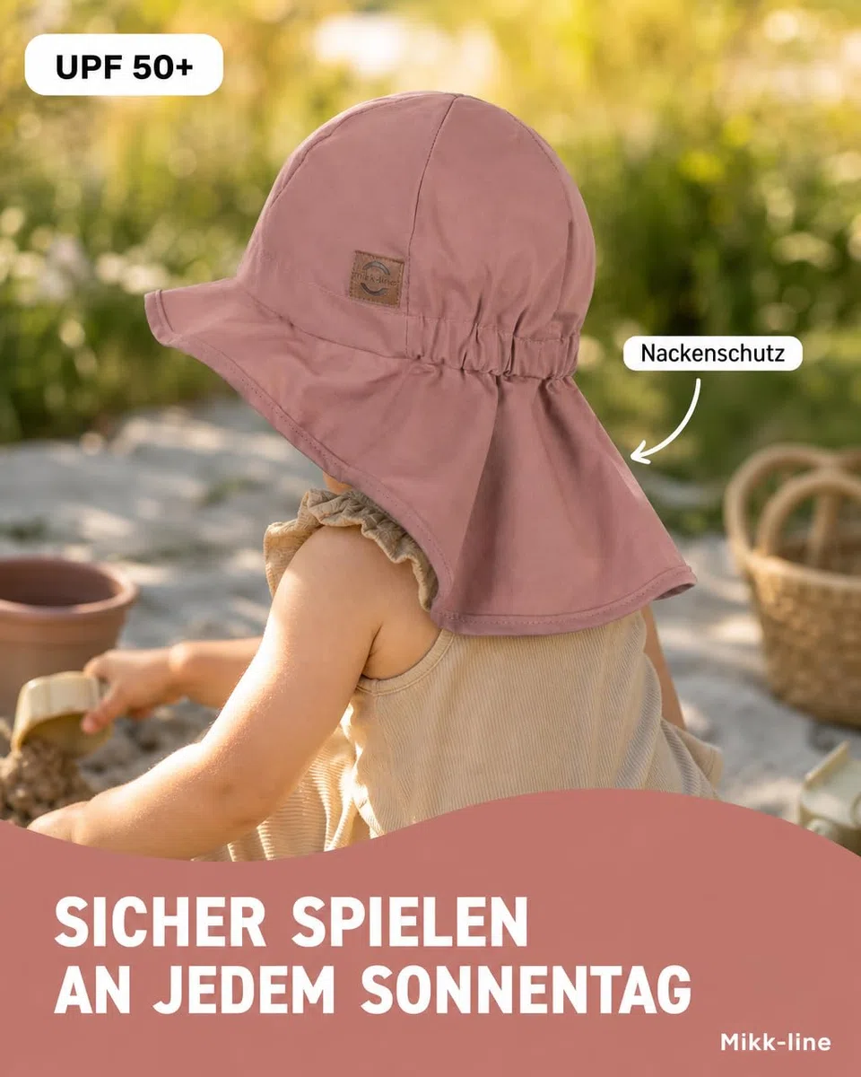Mikk-line Cappello da sole per bambini, protezione UV 50, protezione per il collo, cappello da sole per bambini, per ragazze e ragazzi, berretto estivo leggero per una protezione ottimale, traspirante