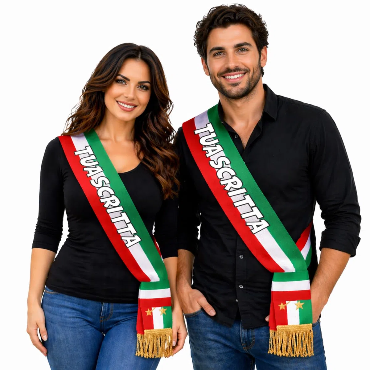 BrolloGroup Fascia Da Sindaco Lusso Tricolore A Nodo Scorrevole per Adulti Made in Italy Fasce Bianco Rossa verde | Personalizzabile Con Stampa PS 05185 FC