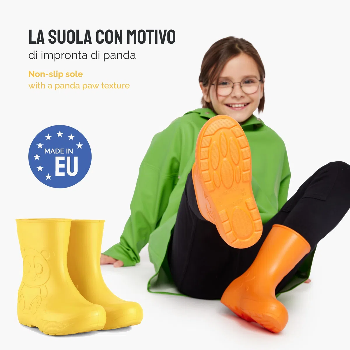 Ladeheid Stivaletti Pioggia Bambino in EVA, Leggeri Stivali Pioggia Bambina con Motivo a Panda, Facili da Pulire Stivaletti Bambina e Scarpe Bambino LA-CA-10