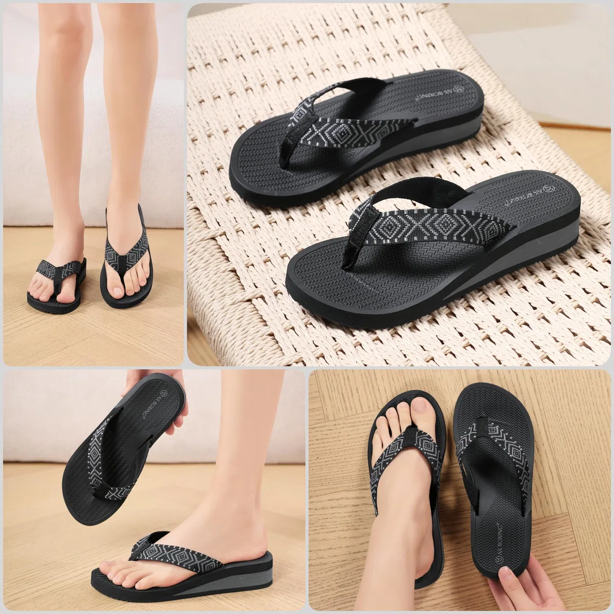 AX BOXING Infradito Donna Zeppa Leggero Ciabatte Wedge Sandali Estive Platform Comodi Pantofole per Mare Spiaggia e Piscina Interno Esterno 36-41 EU