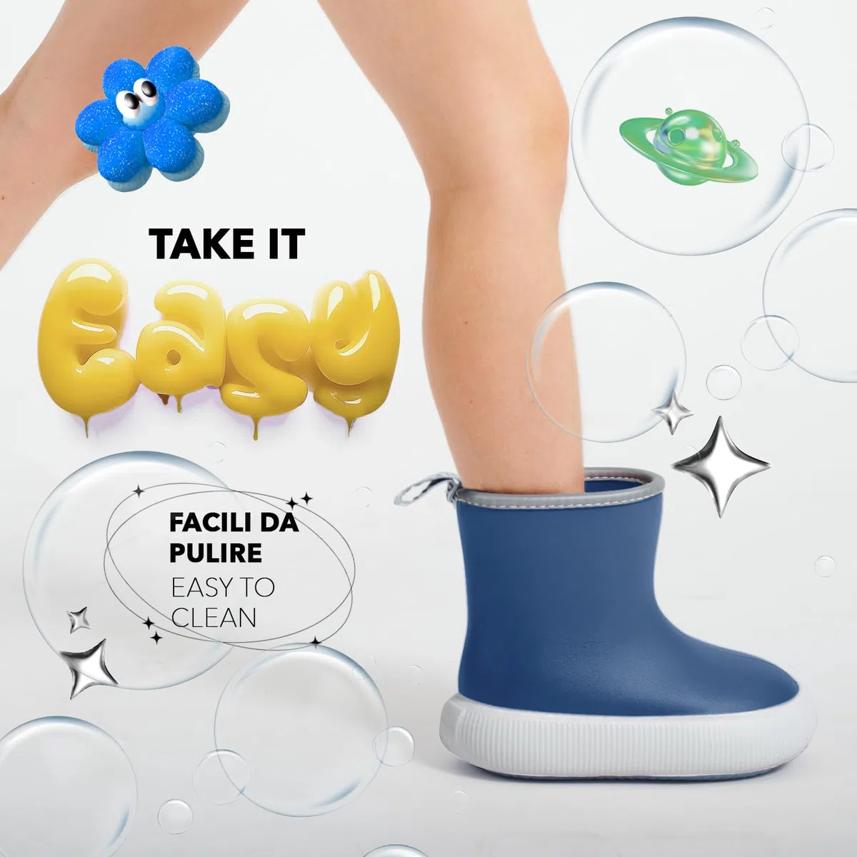 PERLETTI Stivali Pioggia Bambino Bambina con Suola Spessa Antiscivolo - Stivaletti Bimbo Bimba Impermeabili Ultra Leggeri - Galosce Bambini Asilo Scuola Materna Colorati Bordo Catarifrangente