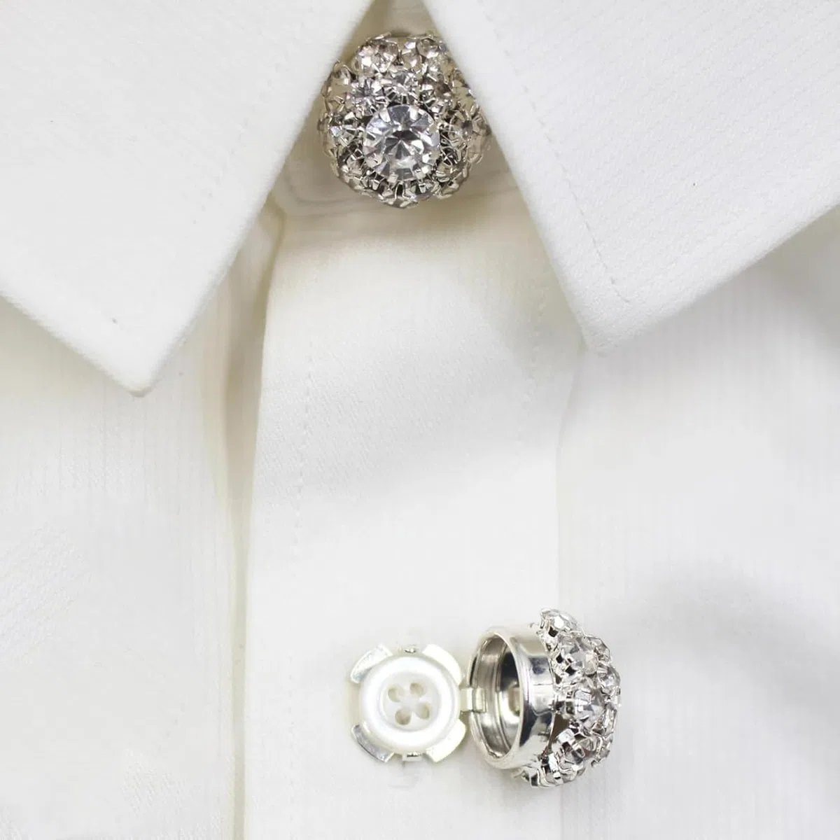 Copri Bottoni con Strass, Copri Pulsanti in Cristallo,Copri Bottoni Decorativi con Strass, Clip per Bottoni della Camicia Staccabili, Cristallo Copri Bottoni