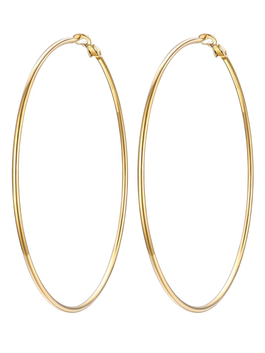 Prosteel Orecchini Cerchio Argento Donna Oro Placcato 14K Ipoallergenico 20/30/50/60/70/80/90/100mm Vintage Y2K Minimalismo Impermeabile