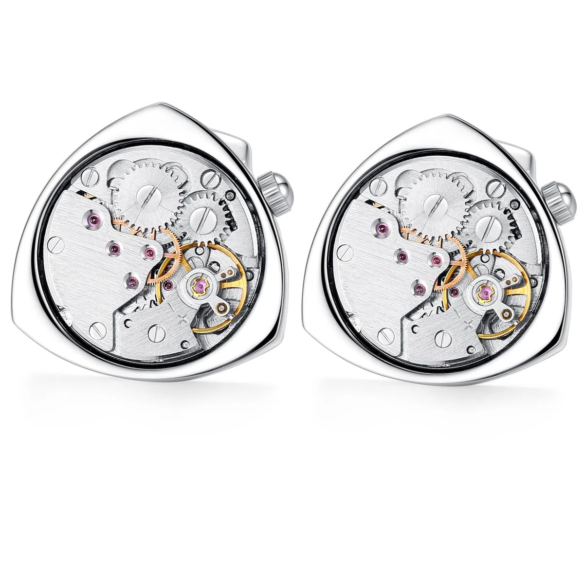 Honey Bear 1 paia di gemelli Cufflinks Steampunk Orologio Movimento beweglich Acciaio Inossidabile 3 colore