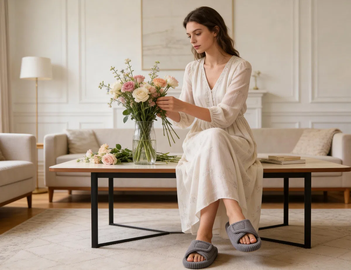 Pantofole Donna Memory Foam Ciabatte Confortevole Scarpe da Casa con Strappo Morbida Nuvola Antiscivolo Slippers