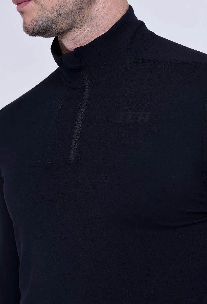 TCA Maglia Termica Uomo Fusion PRO - Sottogiacca Moto con Maniche Lunghe e Zip - Maglia Termica Tecnica Uomo con Manica Lunga - Abbigliamento Termico Moto e da Corsa - Tecnologia Quickdry