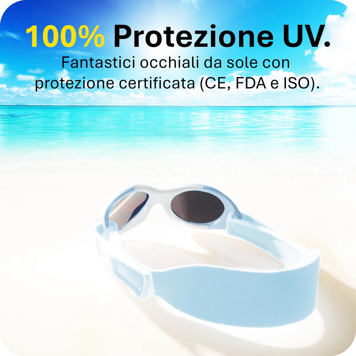 Mausito Occhiali da sole bambini 0-18 mesi | FLESSIBILI Occhiali da sole neonato 100% PROTEZIONE UV | Fascia regolabile & senza BPA | Migliore nei test | Design europeo per bambino e bambina