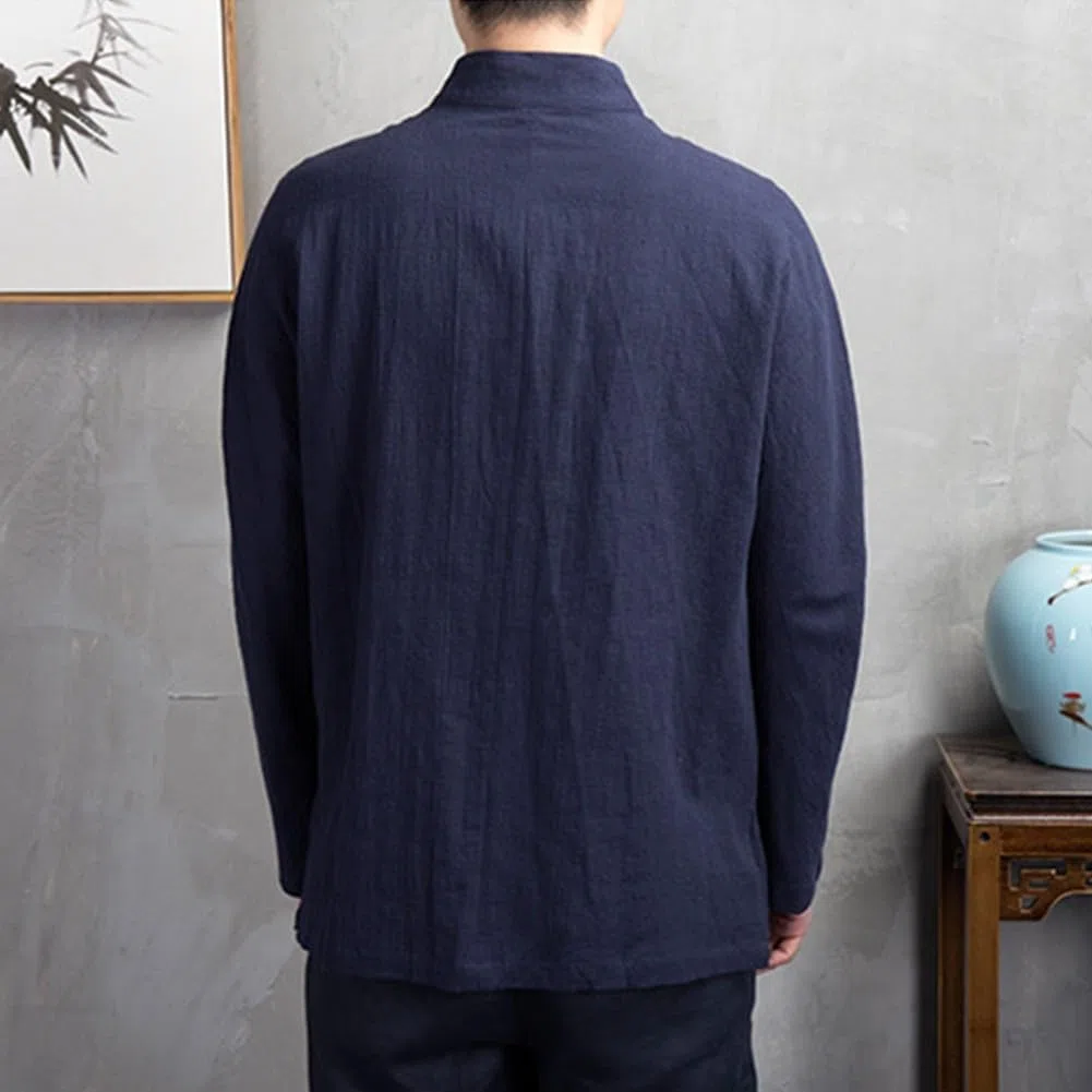 Giacca uniforme cinese da uomo, giacca tradizionale per kung fu tai chi, camicia a maniche lunghe, vari colori