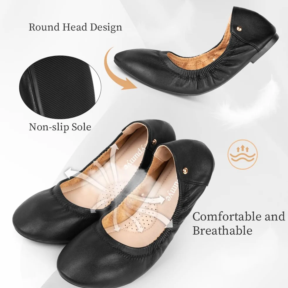 OFFCUP Ballerine Donna, Ballerine Scarpe Basse, Ballerine Scarpe Basse Classiche, Scarpe da Ballo da Donna in Vera Pelle, Scarpe Pieghevoli, comode, semplici, Versatili e alla Moda