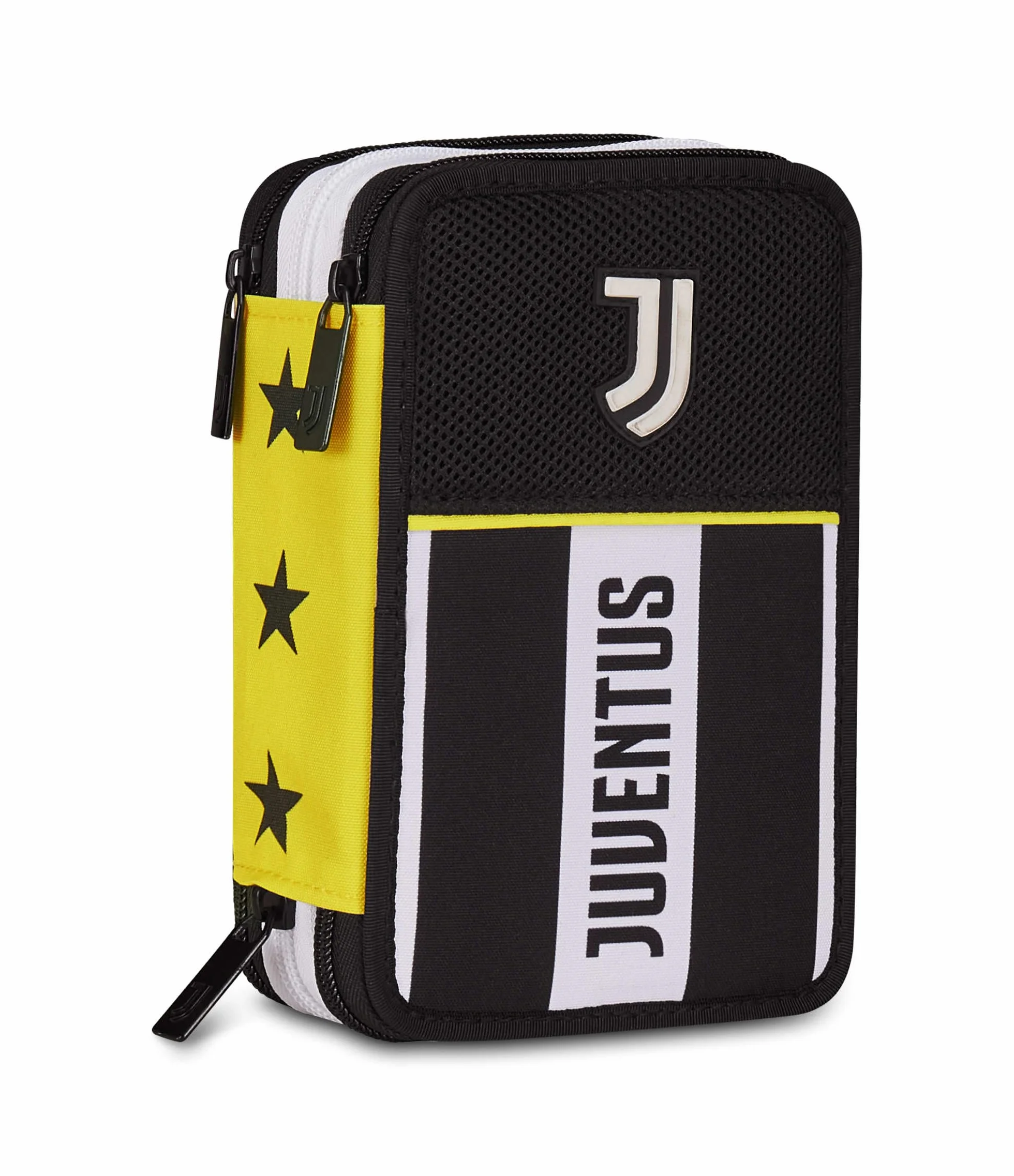 Seven Juventus Astuccio Scuola 3 Zip, Nero, Portapenne Triplo Scomparto Completo Di Penne, Matite, Colori, Scuola Elementare, Bambino, Calcio