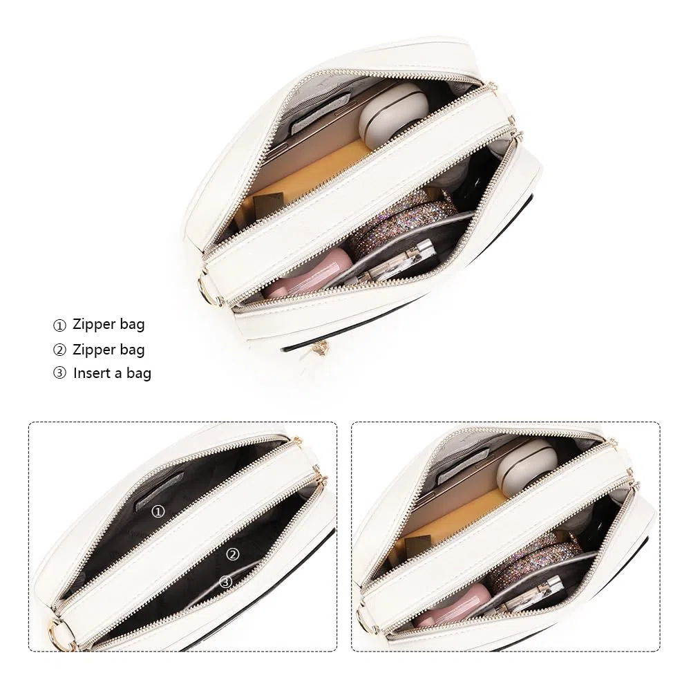 Borsa a Tracolla Donna Piccola con 2 Scomparti Capienti - Borsa Mano PU Pelle Sintetica - Borsetta Moda Borse Spalla- Crossbody Bag