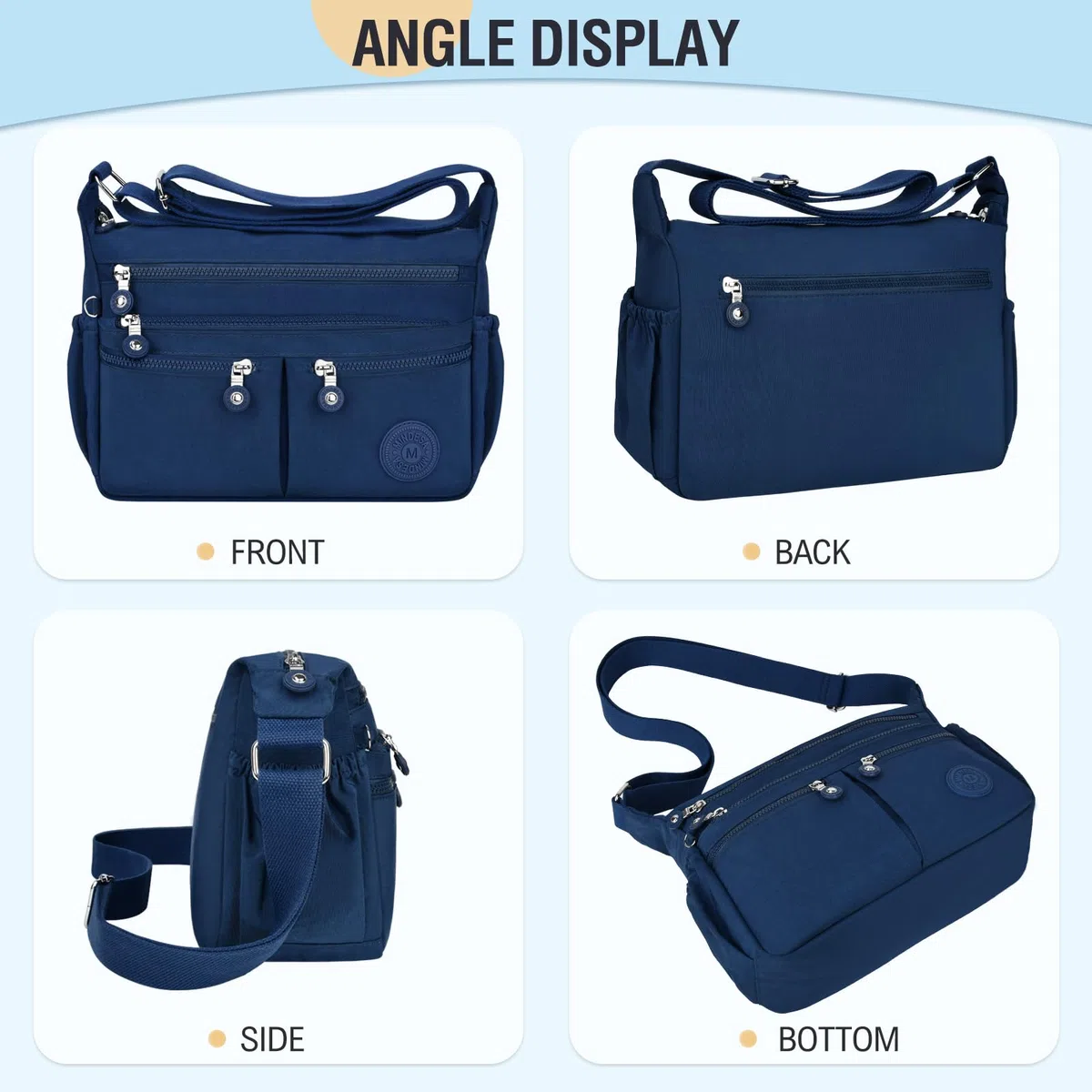TEUEN Borsa Tracolla Donna Media Borse a Spalla Borsetta in Nylon Impermeabile Messaggero Borsa Crossbody di Grande Capacità con Multitasche per Lavoro Sportiva Scuola Viaggio