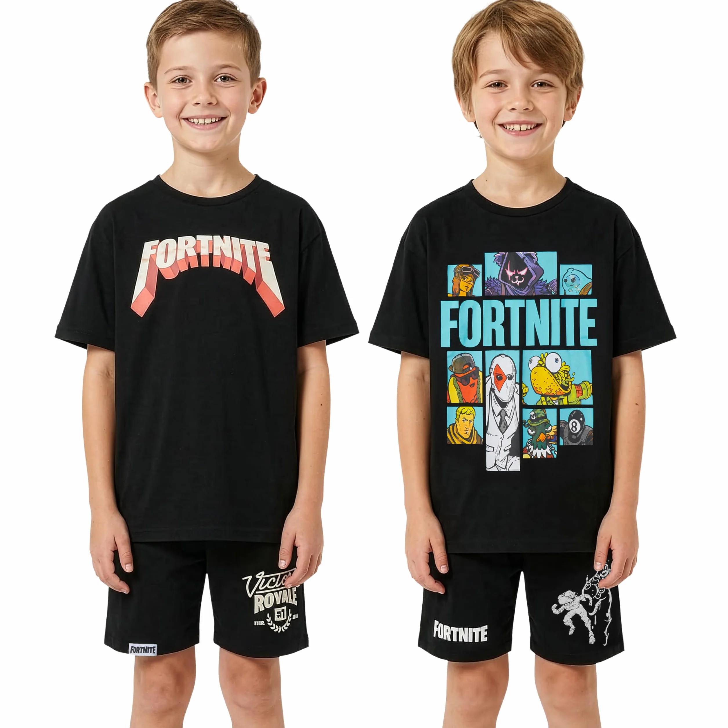 Fortnite Pigiama Ragazzo 7-14 Anni, Set Manica Corta Pigiami Bambini, Abbigliamento da Casa Estivo Traspirante, Regalo Bambino