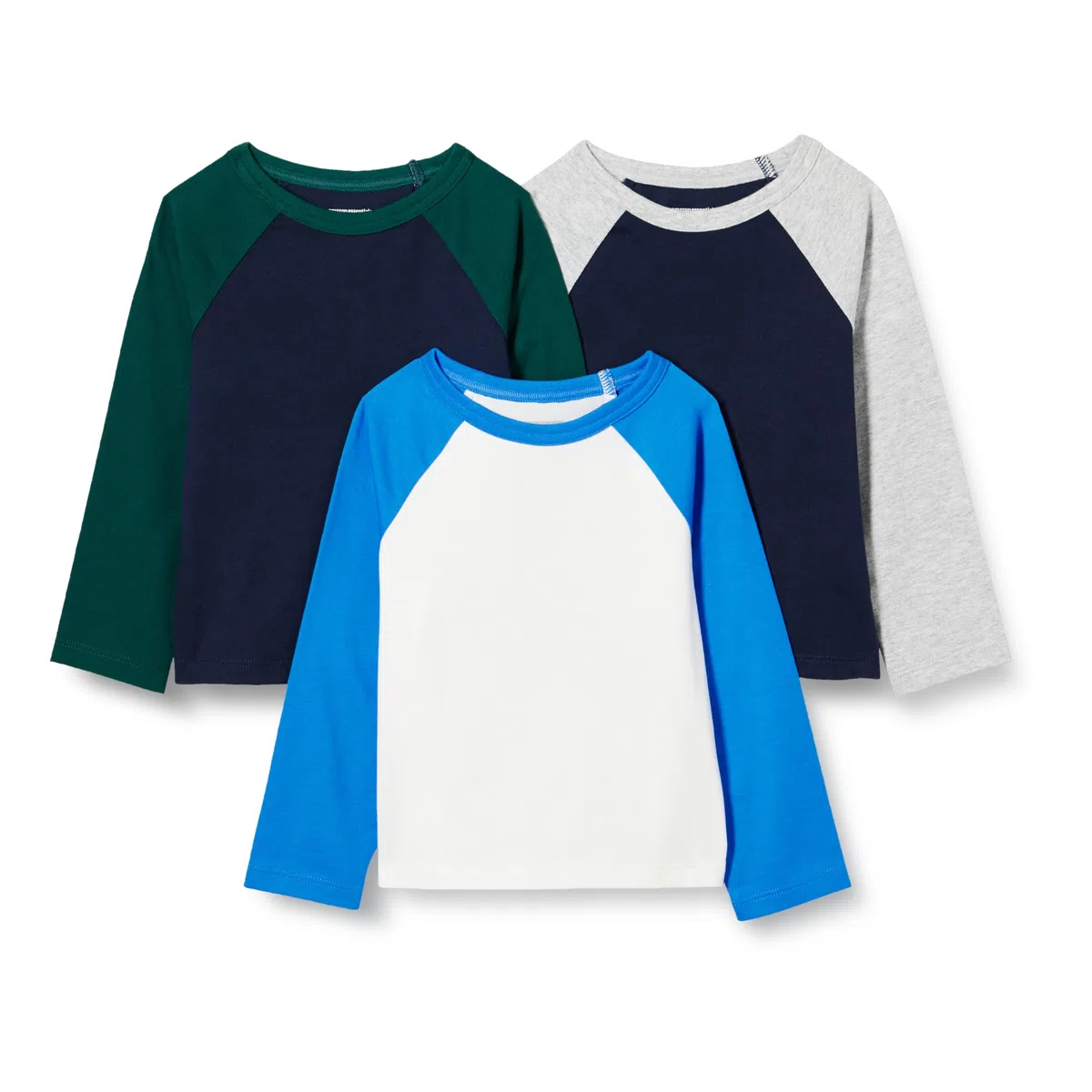 Amazon Essentials Maglie a Maniche Lunghe in Cotone Bambini e Ragazzi, Pacco da 3