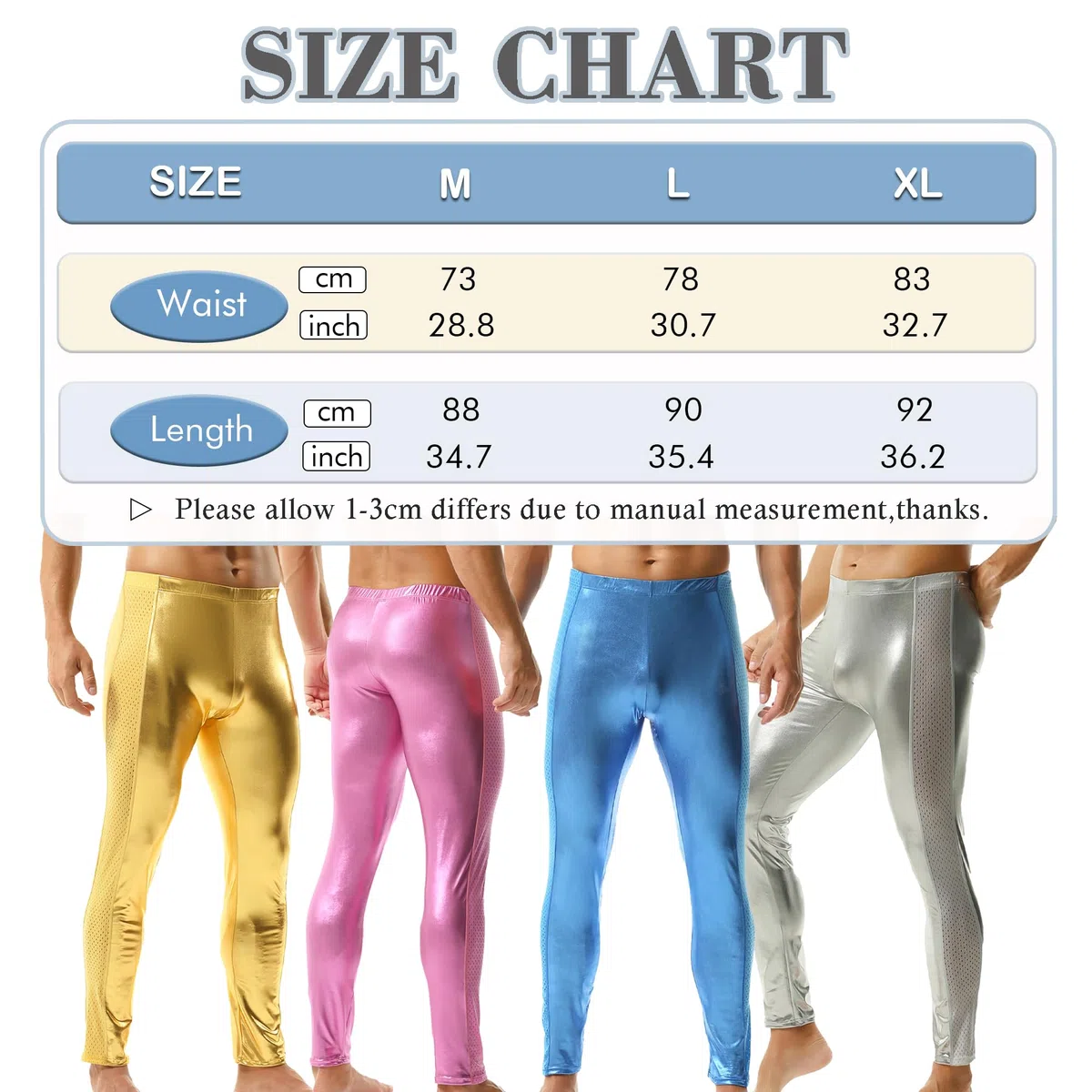 YUFEIDA Leggings da uomo metallizzati riflettenti pantaloni lunghi slim fit stage dance discoteca attivo casual sport leggings