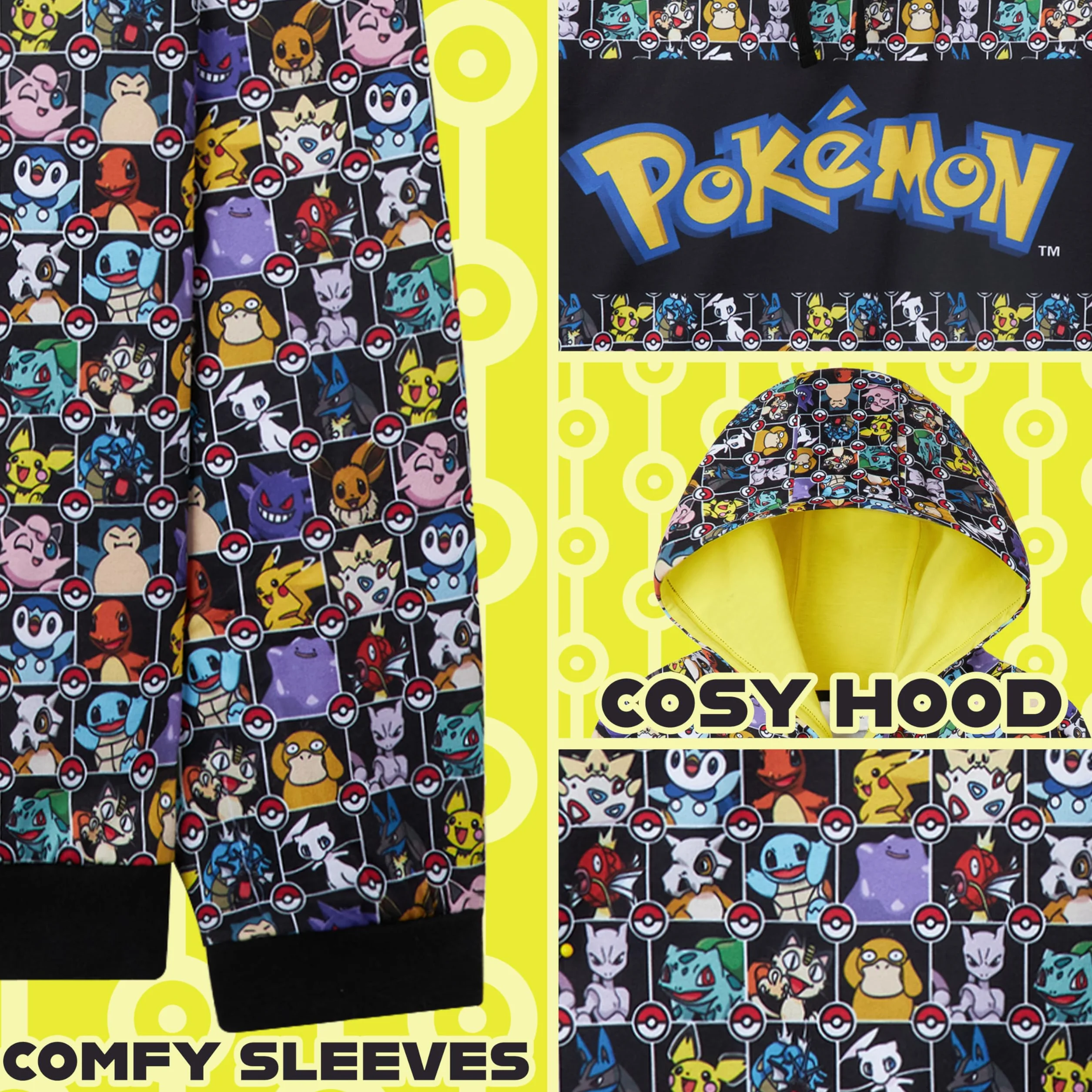 Pokémon Felpa Bambino - Felpa Ragazzo 4-15 Anni Felpa con Cappuccio per Ragazzi Abbigliamento Bambino Ufficiale Felpa Pikachu Idea Regalo per Gamer