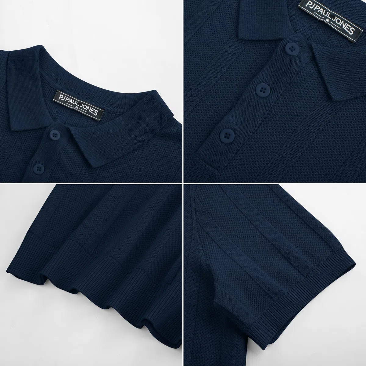 PJ PAUL JONES Polo da uomo a maniche corte, in maglia, con bottone, polo da golf