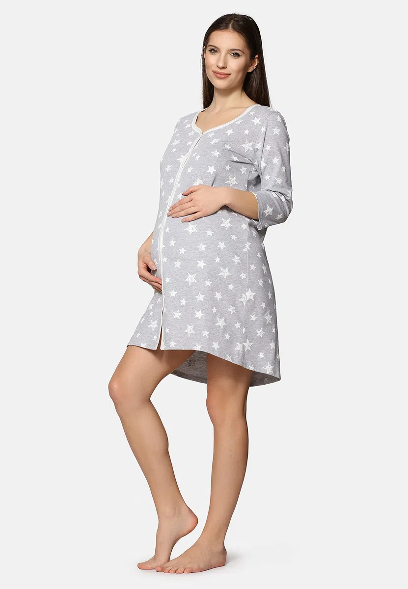 Be Mammy Camicia da Notte di maternità da Donna con Manica 3/4 e Funzione di Allattamento