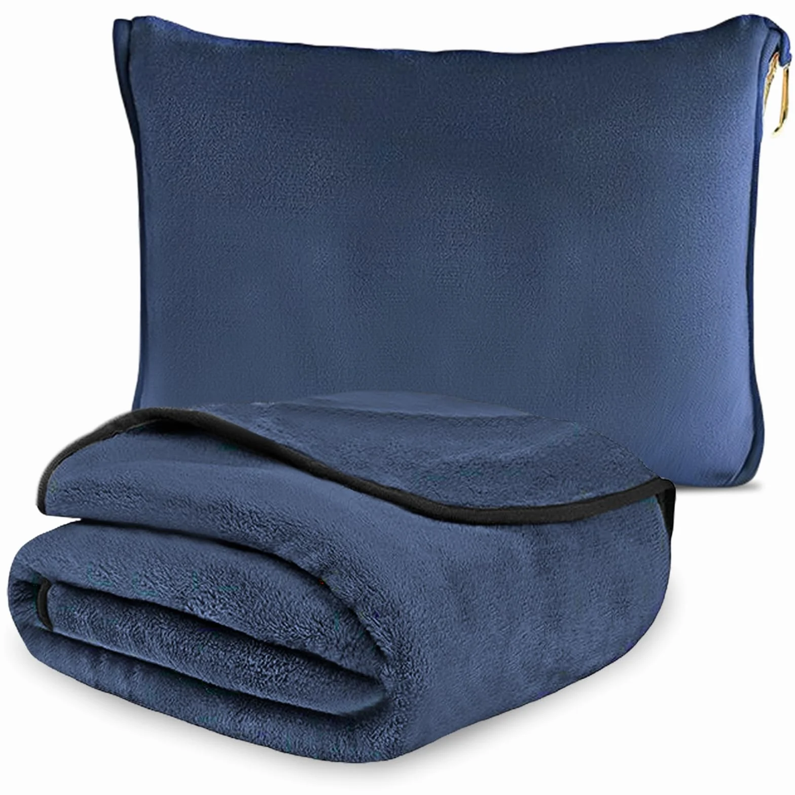 Coperta da Viaggio per Aereo, Cuscino Trasformabile 2 in 1, Coperta Portatile per Aereo con Fissaggio per Valigia, per Ufficio, Viaggi d'Affari, Viaggi, Ultraleggera e Calda - Blu Marina - 152