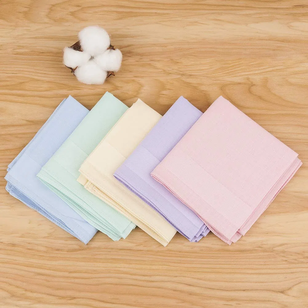 HOULIFE Fazzoletti da donna in 100% cotone 60S morbido tinta unita caramelle colore fazzoletti per festa di nozze 5/10 pezzi 16x16/40x40cm