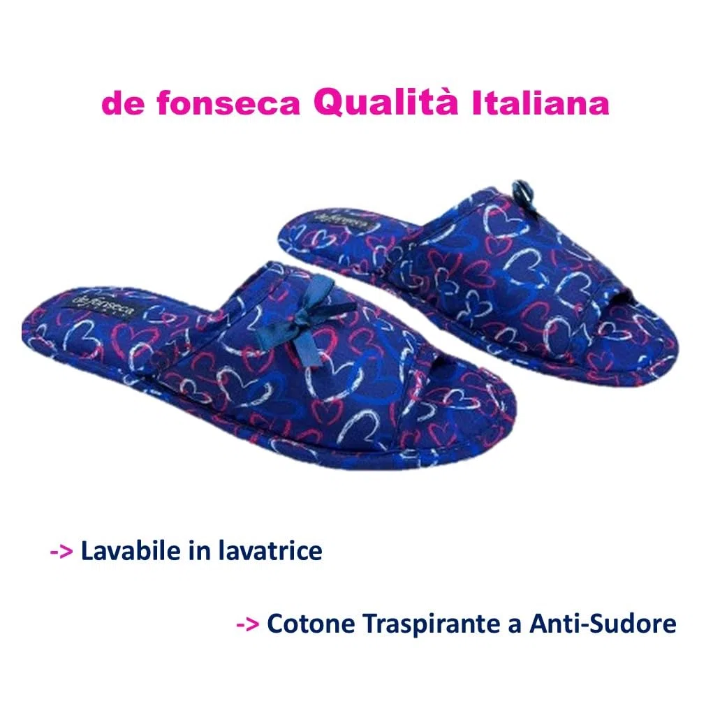 de fonseca Pantofole Donna cotone Punta Aperta Linea Ragazza Tela Cotone Primavera/Estate