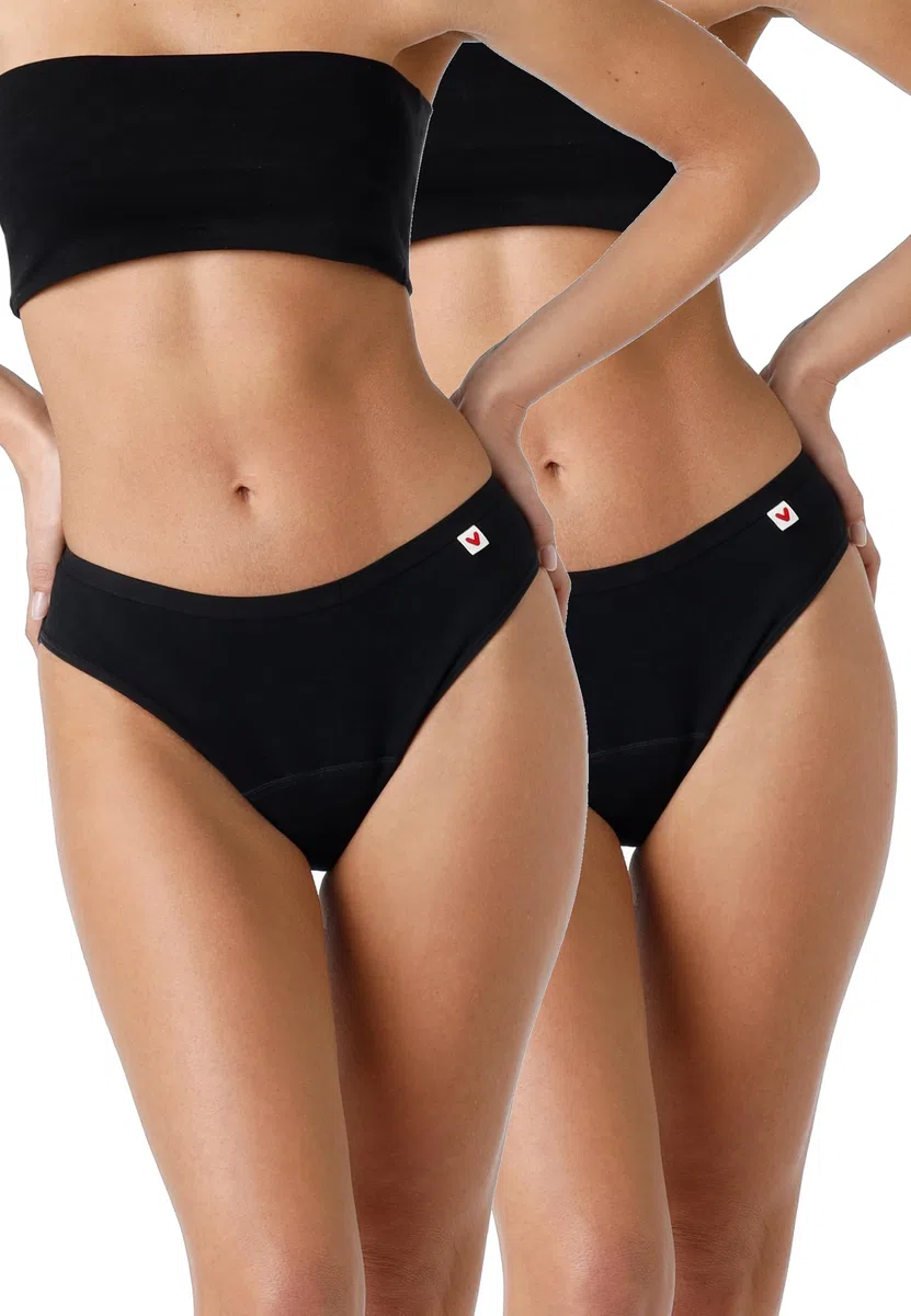 Lovable Slip da Ciclo Mestruale in Cotone Elasticizzato – Flusso Medio | Intimo Mestruale Lavabile, Riutilizzabile e Anti-Perdite | Bi-Pack Donna x2