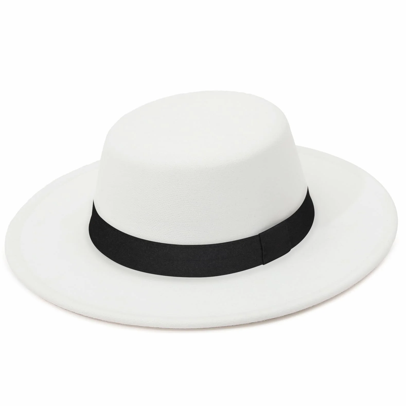 GEMVIE Fedora Cappello con Largo Bordo Donne Uomo Felt Flat Church Derby Cappello