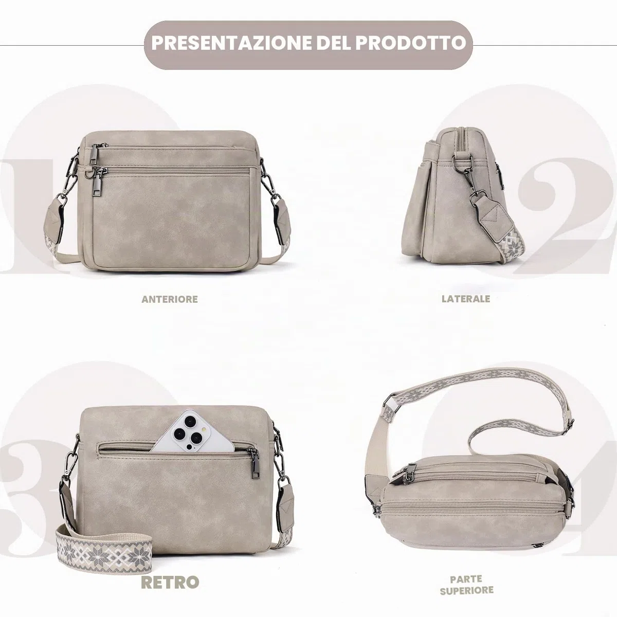 MUIIKOLA Borsa a tracolla da donna, borsa a tracolla da donna, in pelle, morbida e larga