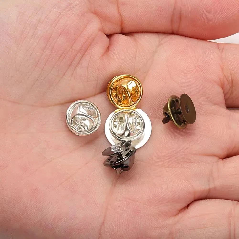 80 paia di fermacravatte con perni vuoti (10 mm x 9 mm), chiusura a farfalla, fermacravatta di ricambio per etichette, spille, artigianato, creazione di gioielli, colore argento