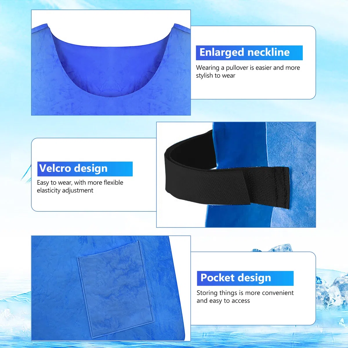 Giubbotto di ghiaccio, gilet refrigerante, regolabile, gilet freddo, estivo, resistente al calore, per il raffreddamento istantaneo, in PVA, impermeabile, gilet da lavoro per uomini e donne