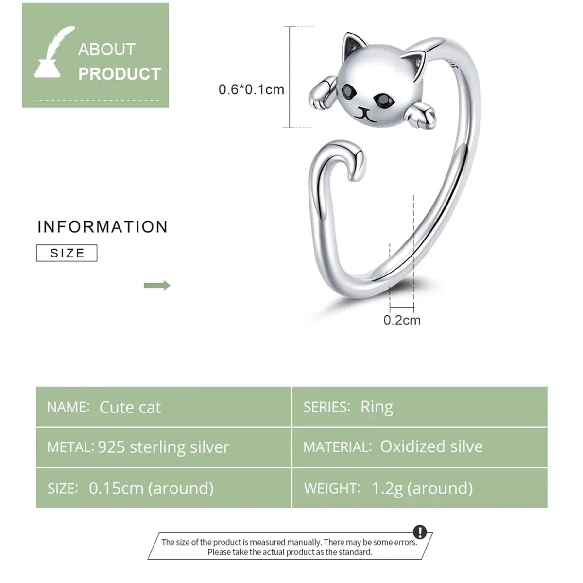 Qings Anelli Donna Anello Gatto, Argento Sterling 925 Anello Regolabile Aperto Gatti Semplice Anelli Animale, Carino Gioielli Regalo di Compleanno per Ragazza e gli Amanti dei Animali