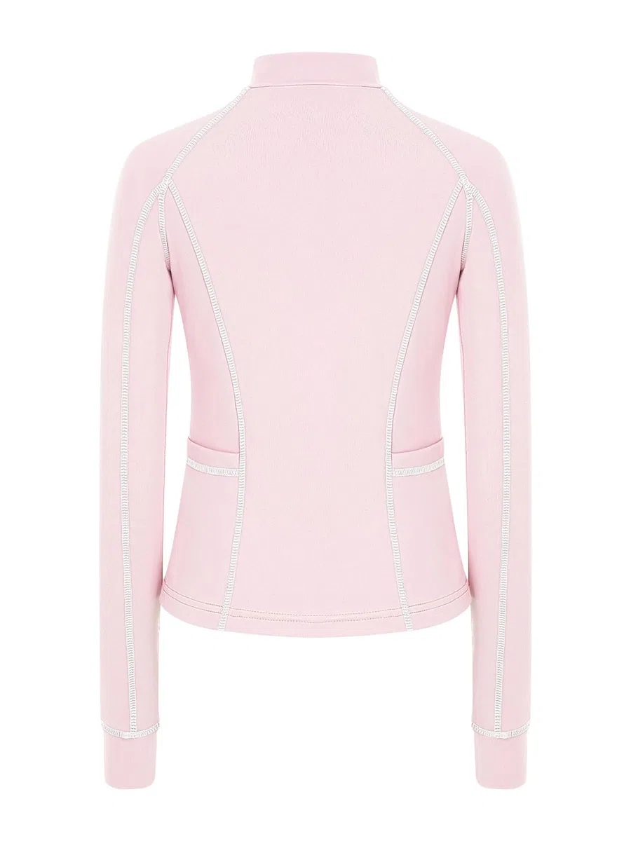 Freebily Maglietta Sportiva da Equitazione Bambina Top Equestre Maniche Lunghe Maglia da Torneo Collo Alto T-Shirt Concorso Camicie da Spettacolo Equestre
